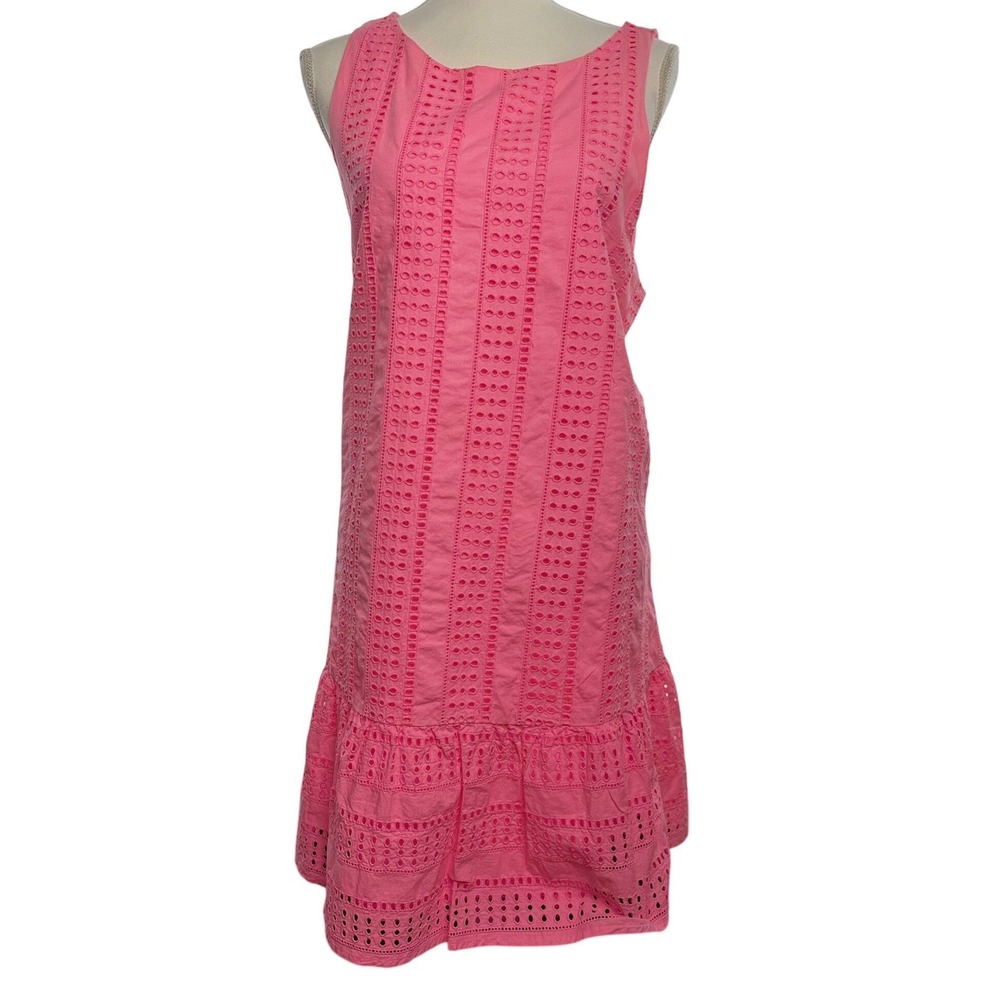 Vineyard Vines Hot Pink Eyelet Sleeveless Mini Dress - Picture 2 of 11